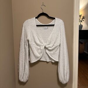 White Knit Cropped Sweater